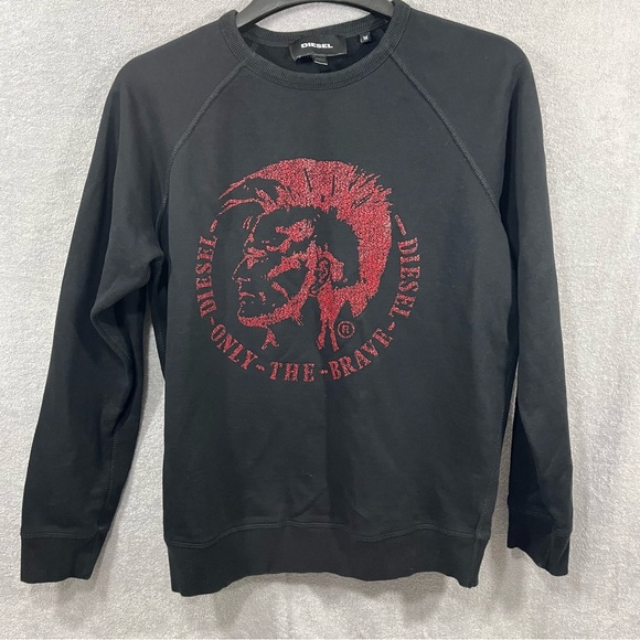 DIESEL Men’s Logo Only The Brave Fleece Crewneck Sweatshirt Long Sleeve Medium - Picture 1 of 9